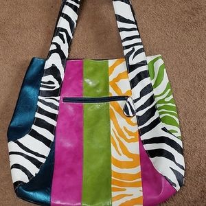 Colorful faux leather tote bag